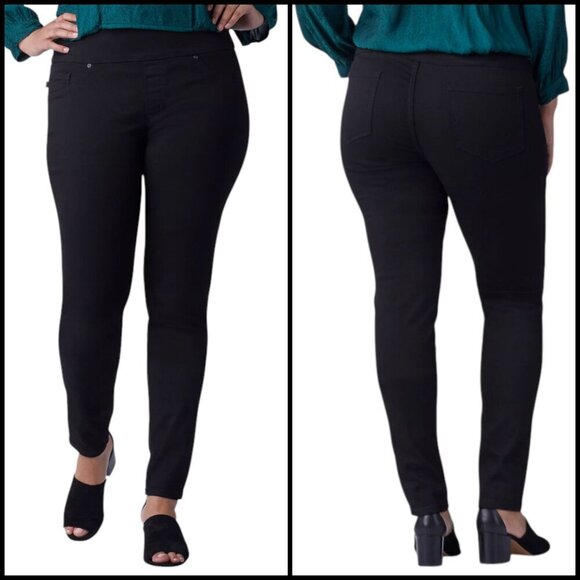 Lee Plus Pull On Jeans Skinny Leg Stretch Mid Rise Black Size 22W Petite NWT - Picture 2 of 11